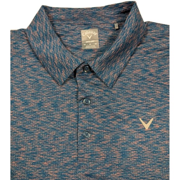 Callaway Mens Opti Dri Swing Tech 3X  Big Polo Golf Shirt Blue & Pink Abstract - Picture 1 of 10